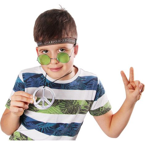 Set hippie: fascia per capelli, simbolo della pace, occhiali (1/4)