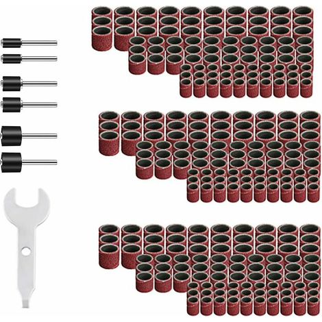 Lot de 307 manchons abrasifs avec rouleau de ponçage, percez les mandrins et les clés à tambour (1/6)