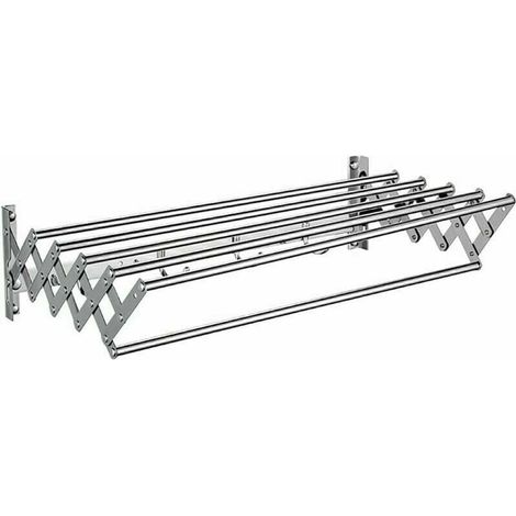 Toallero de pared extensible de acero inoxidable con 5 barras para colgar, ideal para baño, balcón, sala de estar y exterior.