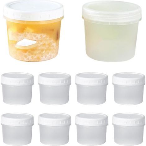 Lot de 10 pots de conservation 160 ml avec couvercles réutilisables - Récipients alimentaires transparents pour fruits, confitures, sauces, yaourts et en-cas - 7 x 6 cm (1/5)