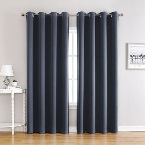 Blackout Curtains for Bedroom - Double Thermal Insulation Window Curtains for Home / Heavy Solid Fabric, Set of 2, W 132 x H 160 cm, Tibetan Green (1/4)