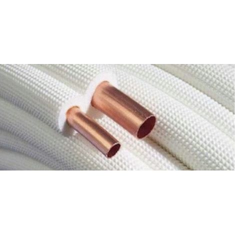 Mc Distribution – Tube cuivre double isolé M1 – Bi tube Ø 3/8"x0,8mm – 5/8"x1mm – Couronne 20ml – Résistance à la vapeur d’eau