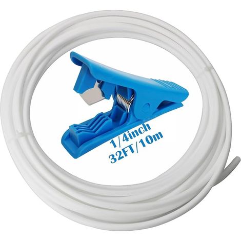 Tube Diameter 1/4" / 6.3 mm Universal with Water Supply Hose for Refrigerator and Ice Maker, Reverse Osmosis Water Systems + Pipe Cutter