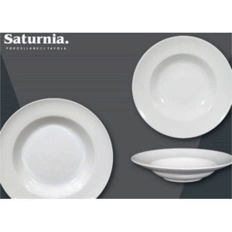Saturnia Piatto Fondo D 23 Cm H 3,5 Cm Porcellana Ischia Bianco