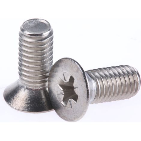 Vis à métaux RS PRO M5 à tête Fraisée Pozidriv en Acier Inoxydable, 12mm ( Prix pour Sachet de 100 )