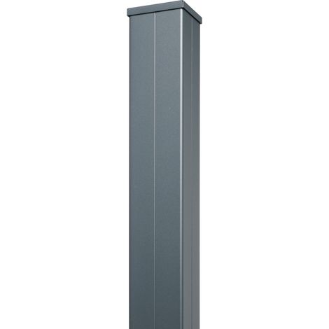 Easycloture – Poteau aluminium pour portail et portillon 2400mm – Section 100x100mm – Scellement 50cm – Coloris gris anthracite RAL 7016