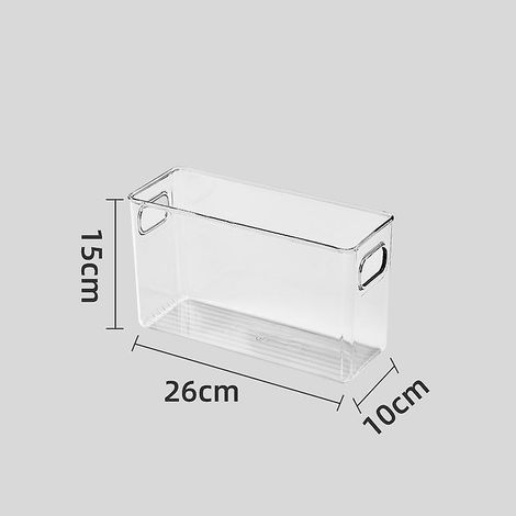 Petit bac de rangement transparent en plastique pour réfrigérateur ou placard de cuisine (1/5)