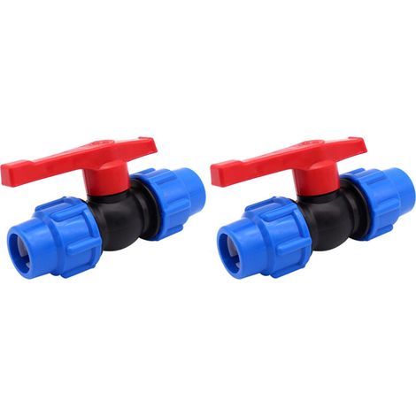 Robinet à Bille - Vanne d'Arrêt pour Tuyau PEHD ou Alcalin - Diamètre 25 mm - Pour Irrigation - Lot de 2