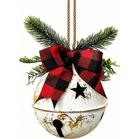 Décorations de Noël géantes en métal, 37 cm (14,6 pouces), style clochettes, pour jardin extérieur, finition platine. (1/5)