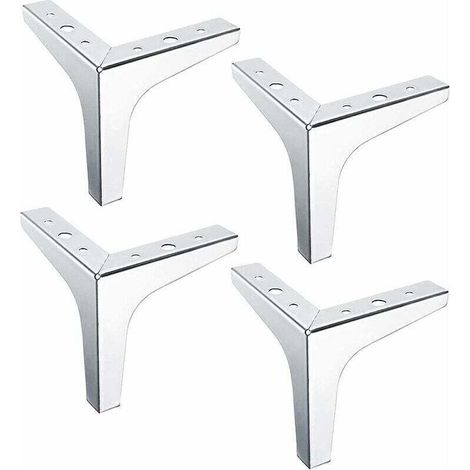 Moderne dreieckige Möbelbeine aus Metall, austauschbare dreieckige Möbelbeine, TV-Bett-Sofa-Möbelbeine, Möbelgestelle, Sofatischbeine, DIY-Couchtischbeine aus Stahl, 4 Stück (Silber, 10C-Crezuo)
