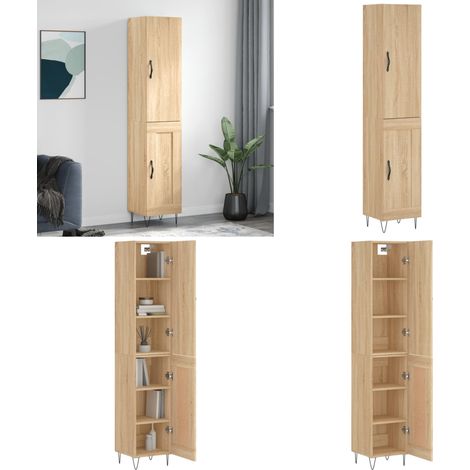 Highboard Sonoma-Eiche 34,5x34x180 cm Holzwerkstoff - Holzwerkstoff Schrank - Hochschrank (1/5)
