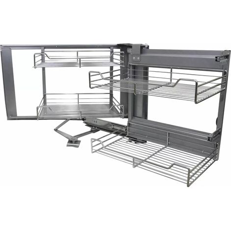 Set 4 Cestelli in Acciaio Inox per Mobile ad Angolo Cieco 90-100 cm Mano Destra