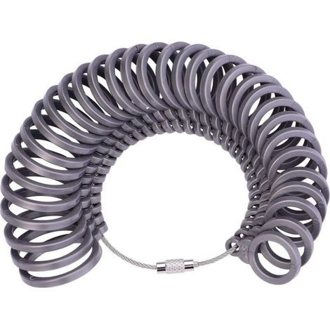 Baguier Calibre Mesure de Taille de Doigt Jauge pour Bague Anneau Outil de Dimensionnement Standard Plastique Europeenne Gris Taille 41-76 (1/4)