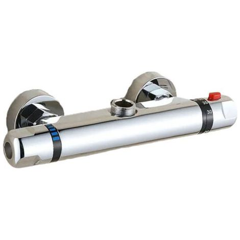 Soffione doccia termostatico, accessori doccia, miscelatore, argento, bocca di erogazione superiore (1/4)
