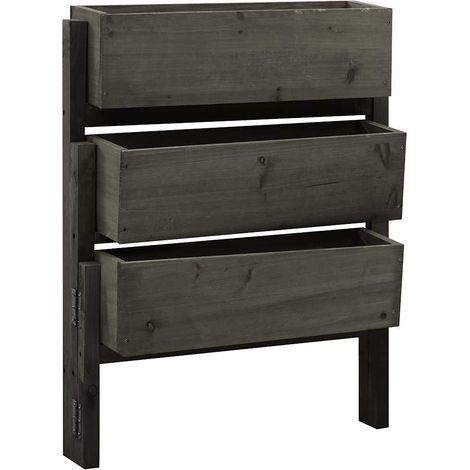 Jardinière pliable de jardin-Pot de fleur-Bac à fleurs Gris 60x14x75 cm Bois de sapin (1/5)