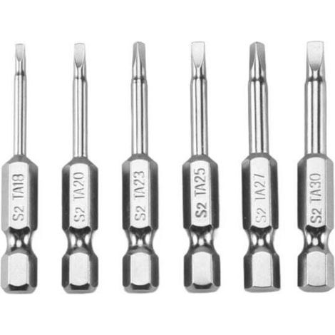 6 magnetische dreieckige Schraubendreherbits aus S2-Stahl, rutschfest, Größen: 1,8, 2, 2,3, 2,5, 2,7, 3 mm (1/4)