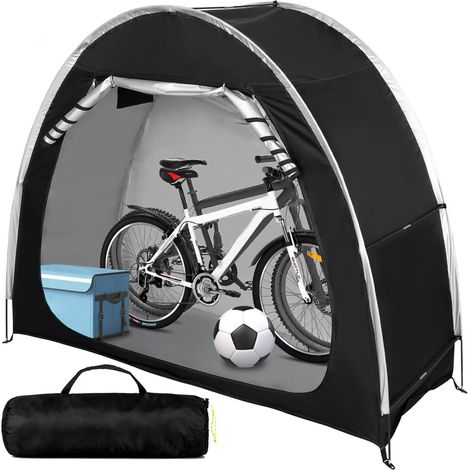 Abri vélo 2 places – 200x80x165 cm – Toile Oxford 210D argentée, montage facile, imperméable & anti-UV – Idéal vélos, jardin, équipements
