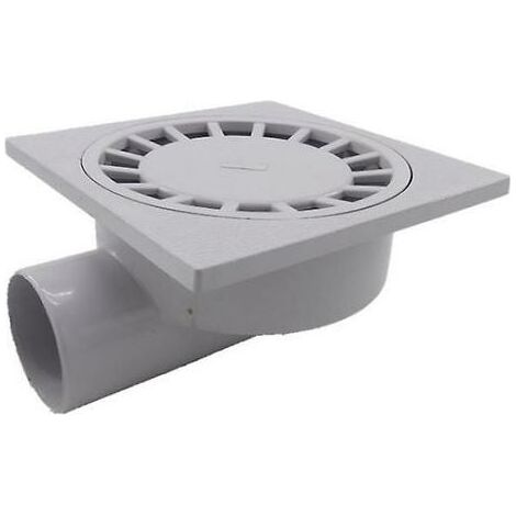 Siphon de sol 200mm x 200mm – Sortie horizontale 75mm – Plastique PVC blanc – Pour douche et salle de bains humide – 1 pièce – (1/5)