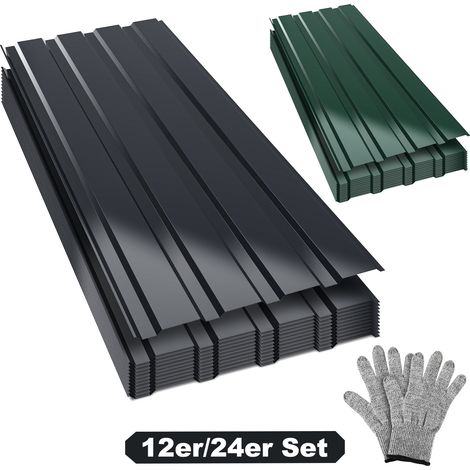Jiubiaz Set 12 chapas de tejado acero galvanizado 115 x 45 cm antracita (1/5)
