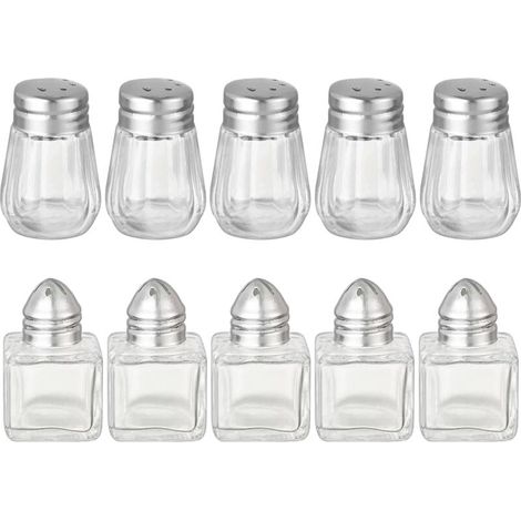 10 mini salières et poivrières en verre - Portables pour les voyages et la pâtisserie (1/5)