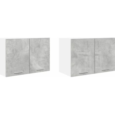 Set di 2 armadietti pensili moderni con ampio spazio di archiviazione 60 x 31 x 40 cm in legno multistrato grigio cemento 020053216