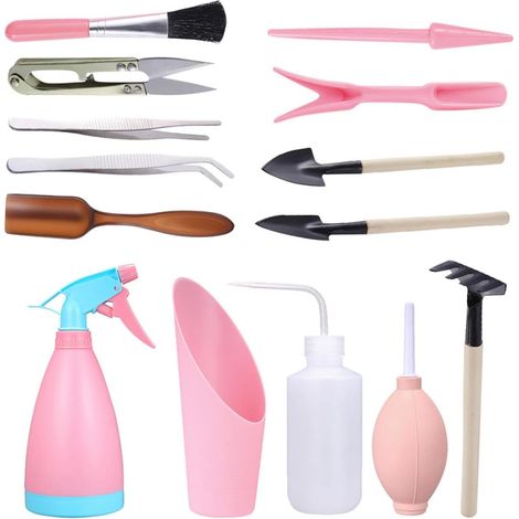Kit de Plantation de Plantes Succulentes en Plastique et Fer 14 Pièces Outils Ergonomiques Poignée en Caoutchouc Portable Couleur Aléatoire pour Jardinage de et (1/5)