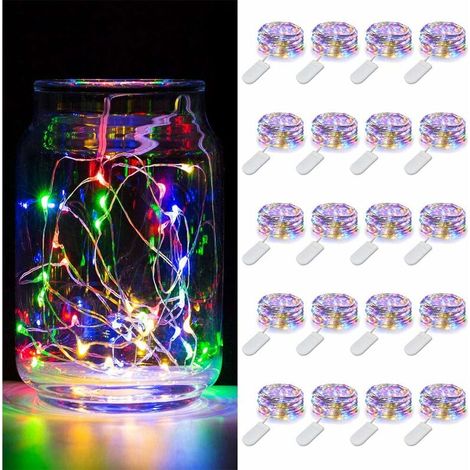 20 Pack Fairy Lights Battery Operated, 3.3ft 10 Led Mini Waterproof Fairy String Lights Argent (1/5)