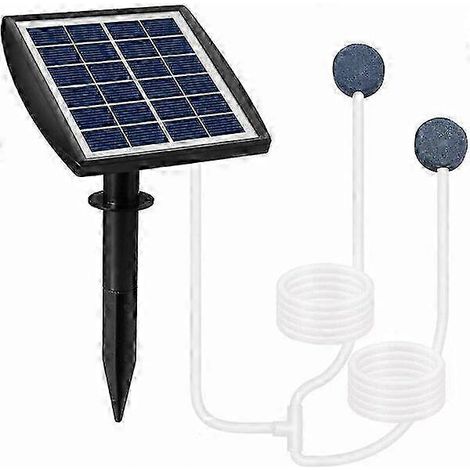 Pompe aératrice pour bassin à énergie solaire, équipée d'un panneau réglable à 180° et d'une batterie de 2200 mAh, adaptée à une utilisation en extérieur. (1/4)