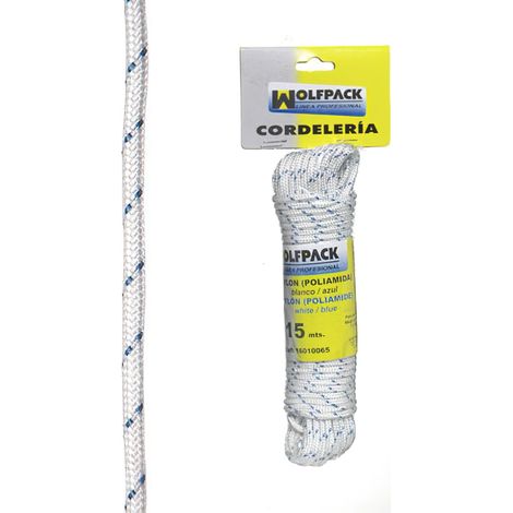 Corde Nylon Haute Ténacité Blanc/Bleu (Echeveau 15 m.)