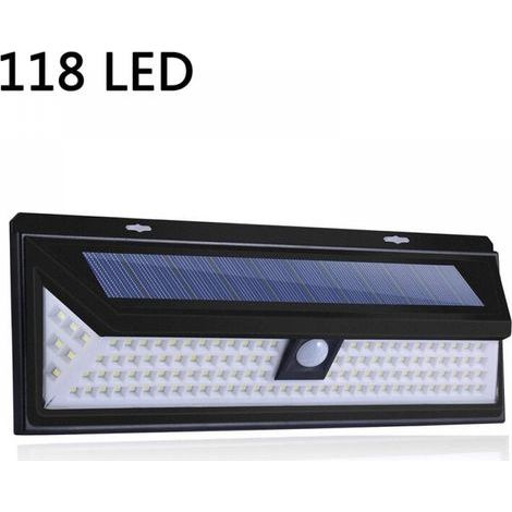 118 Led Lampe Solaire 1000 Lumens Applique Mural Pir Mouvement Capteur Ip65 Etanche Jardin Exterieur (1/5)