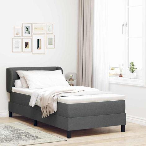 Cama box spring con colchón Gris oscuro 90 x 190 cm tela