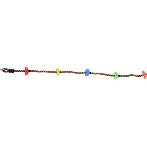 Balançoire disque de 194 cm avec corde et plateformes en plastique multicolores pour enfants, balcons et cours extérieures. (1/5)
