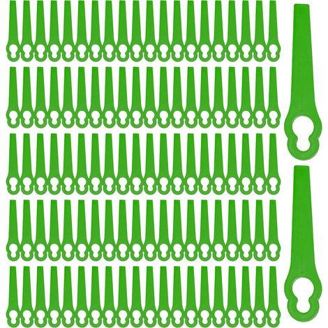 Lot de 100 Lames de Rechange en Plastique Vert pour Tondeuse à Gazon - Lames de Rechange sans Fil pour Tondeuse à Gazon - Lames de Rechange (1/5)