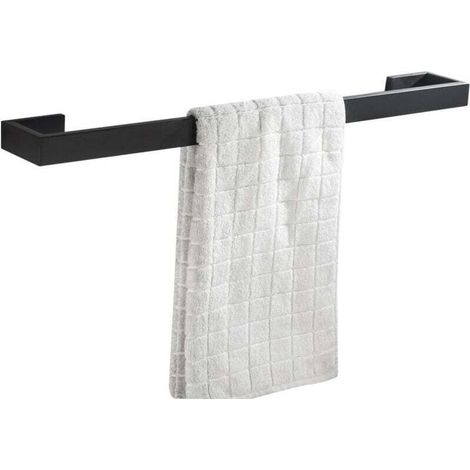 Barre Porte-serviette Unique SUS 304 Acier Inoxydable Fini Noir Mat Salle de Bain Support de Serviette Mural, 40 cm (1/4)