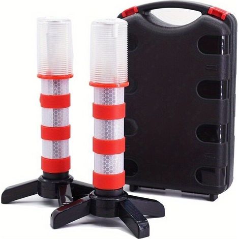 2-teilige LED-Warnleuchten mit Magnetfüßen und Halterungen, robustem Aufbewahrungskasten, ultrahellen rot/weißen Leuchten, geeignet für Autos und Boote (1/5)