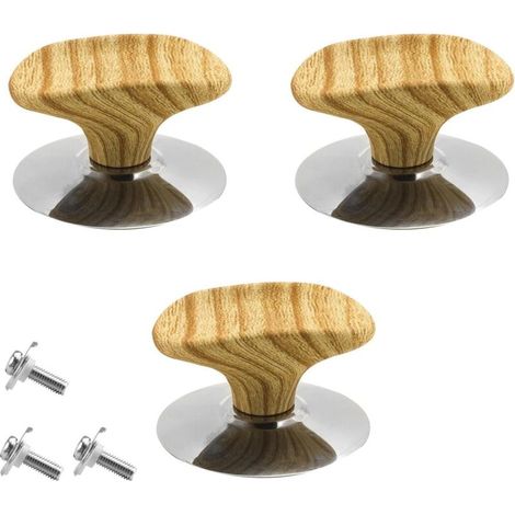 Bouton de Couvercle 3 Pièces Couleur Bois Bouton Couvercle Casserole Résistant Chaleur Poignées Couvercle Casserole Couvercles pour Poêles Frire Casseroles Huile Et Marmites Soupe (1/4)