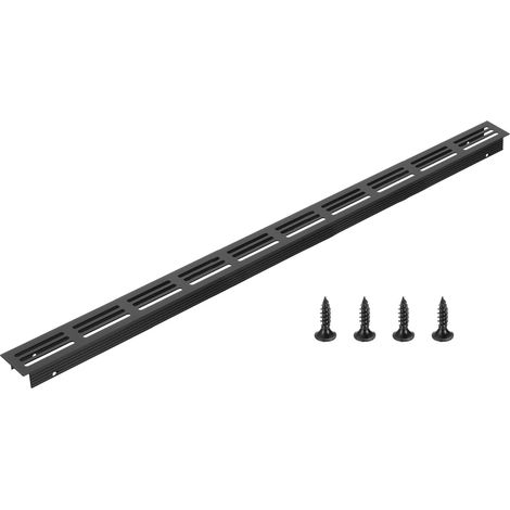 Grille d'aération de porte, 30 mm x 500 mm, grille d'aération rectangulaire en aluminium avec vis de montage pour armoire à chaussures, noir (1/5)