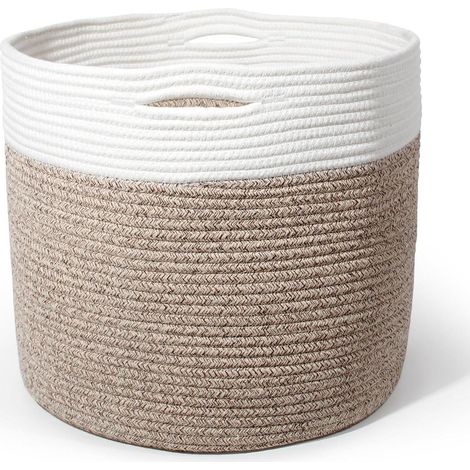 SYLANDO Wäschekorb Baumwolle Griffen Aufbewahrung Laundry Baskets Korb Braun (1/5)