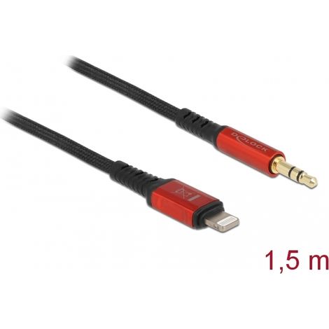 Delock Cable de audio de 8 pines Lightningâ¢ macho a conector estÃ©reo macho 3,5 mm 3 pines 1,5 m