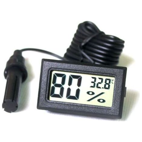 LCD-Digitaltuner mit integriertem Thermometer und Hygrometer sowie externer Sonde für Inkubatoren, Aquarien, Geflügel und Reptilien (Schwarz) (1/5)