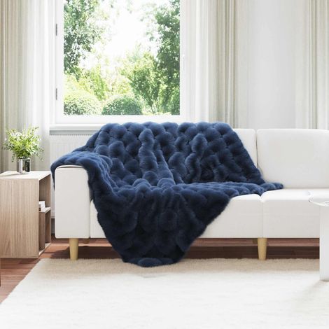 Rutschfeste Decke aus Kunstkaninchenfell Olite 4 pcs Marineblau