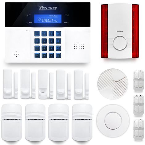 Alarme maison sans fil DNBi22 – Double connectivité box internet et GSM – Sirène intérieure 100db – Détecteurs d'ouverture et de mouvement – Tike Sécurité
