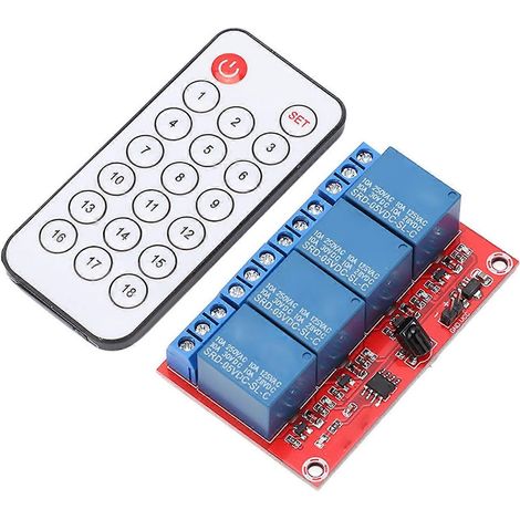 4-Kanal-Empfangsrelaismodul, 4-Kanal-Infrarot-Fernbedienungs-Transceiver-Empfänger-Steuerschalter-Set, 5 V