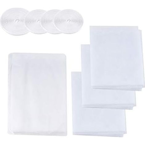 Pieces Mosquito Net Window Screen Net Insect Screen, Fly Bug Mosquito Mesh Screen Protection, 130 cm x 150 cm, 150 X 200 cm, with 4 Self-Adhesive Tapes (White) (1/5)