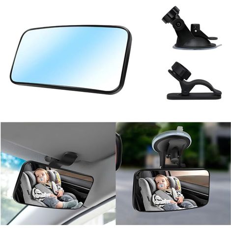 Rétroviseur de siège arrière de voiture, rétroviseur de voiture réglable avec ventouses et pince, rétroviseur de voiture rotatif à 360°, miroir de voiture incassable pour voitures et SUV (1/5)