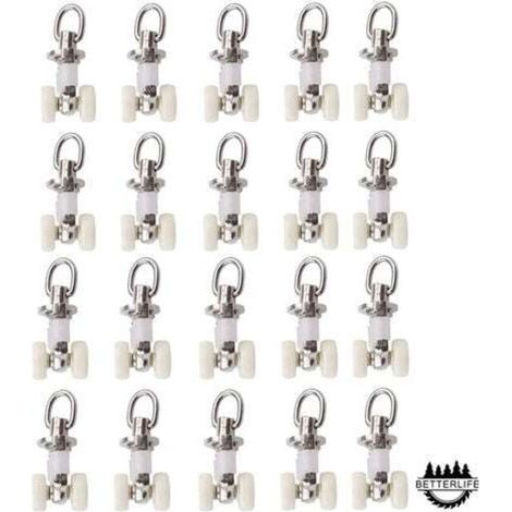 Gardinenschienenrollen – 20er-Packung, 10 mm Aluminiumlegierungsräder – Max. Belastung 400 g – Für Schränke und Bücherregale