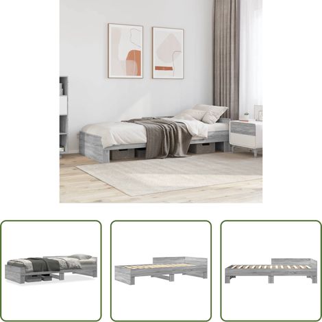 Cadre de lit bois -  Cadre de lit sans matelas sonoma gris 90x200 cm (1/5)