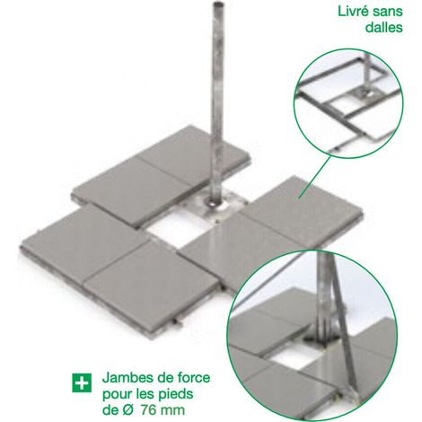 SUPPORT TOIT ANTENNE 6 DALLES 40X40 + MAT ¯76MM + JAMBES (1/2)