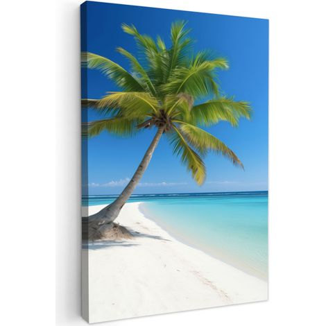 CUADRO EN LIENZO Playa - Palmera - Tropical - Mar Pinturas 40x60 cm
