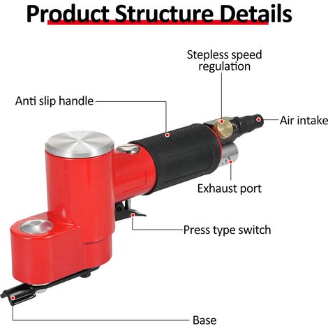 YC2621 Machine de meulage et de polissage pneumatique alternative Mini ponceuse à air droite Polisseuse à main pneumatique pour meubles en bois Surface métallique, avec 1 tampon de ponçage, tampon en (1/5)